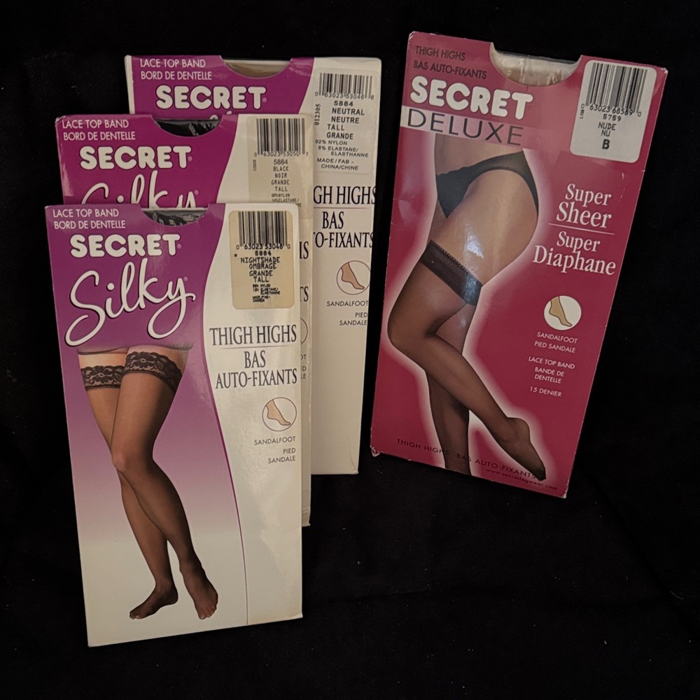 Size B/Average 4 pairs Silky Thigh Highs - Black / Nude / nightshade / neutral
